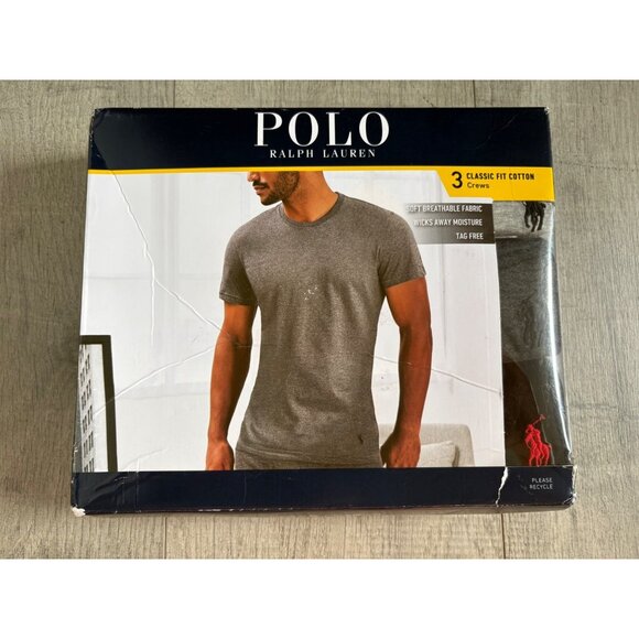 Polo Ralph Lauren Mens 3-Pack‎ Classic Fit Cotton Crew Neck T-Shirts Size L - Picture 3 of 5